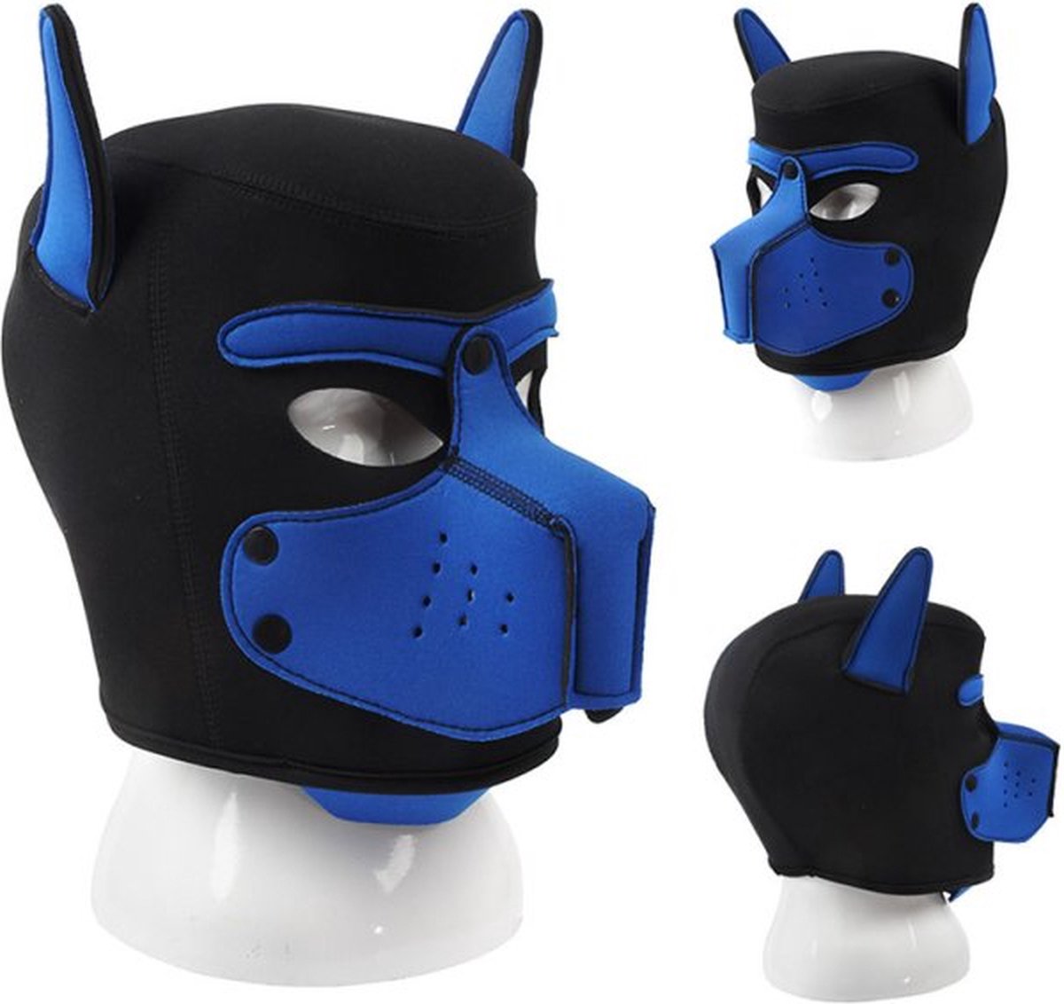 Goedkoopste BDSM Dog-Puppy-Honden-Masker van neoprene kleur blauw-zwart