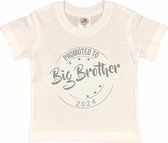 Shirt Aankondiging zwangerschap Promoted to Big Brother 2024 | korte mouw | Wit/grijs | maat 110/116 zwangerschap aankondiging bekendmaking Baby big bro brother