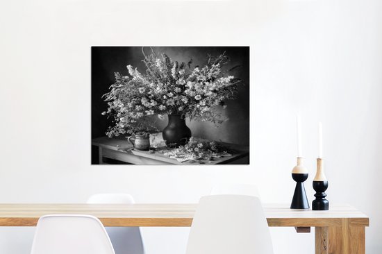 Décoration murale Métal - Aluminium Peinture Industrielle - Vase - Nature morte - Fleurs - 80x60 cm - Dibond - Photo sur aluminium - Décoration murale industrielle - Pour le salon / chambre