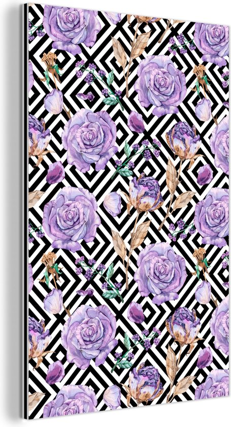 Wanddecoratie Metaal - Aluminium Schilderij Industrieel - Bloemen - Rozen - Abstract - 120x180 cm - Dibond - Foto op aluminium - Industriële muurdecoratie - Voor de woonkamer/slaapkamer