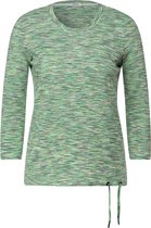 CECIL TOS Multi Melange Stripe Dames T-shirt - groen melange - Maat XL