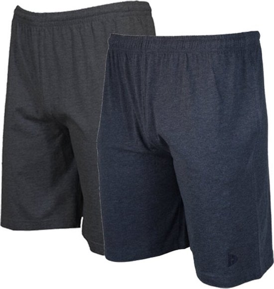 2-Pack Donnay Ess. joggingshort Roy - Sportshort - maat L - Charcoal/Deep blue marl (588)