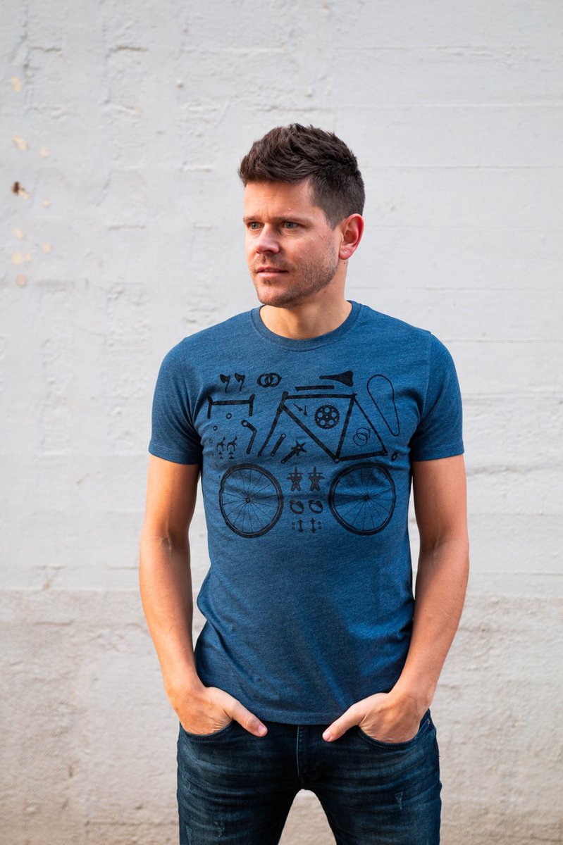 T-shirt Le Patron, Donkerblauw, Pieces De Bicyclette - Maat XS