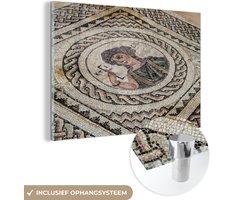 MuchoWow® Glasschilderij 60x40 cm - Schilderij acrylglas - Een mozaïek bij de opgravingen van Paphos - Foto op glas - Schilderijen
