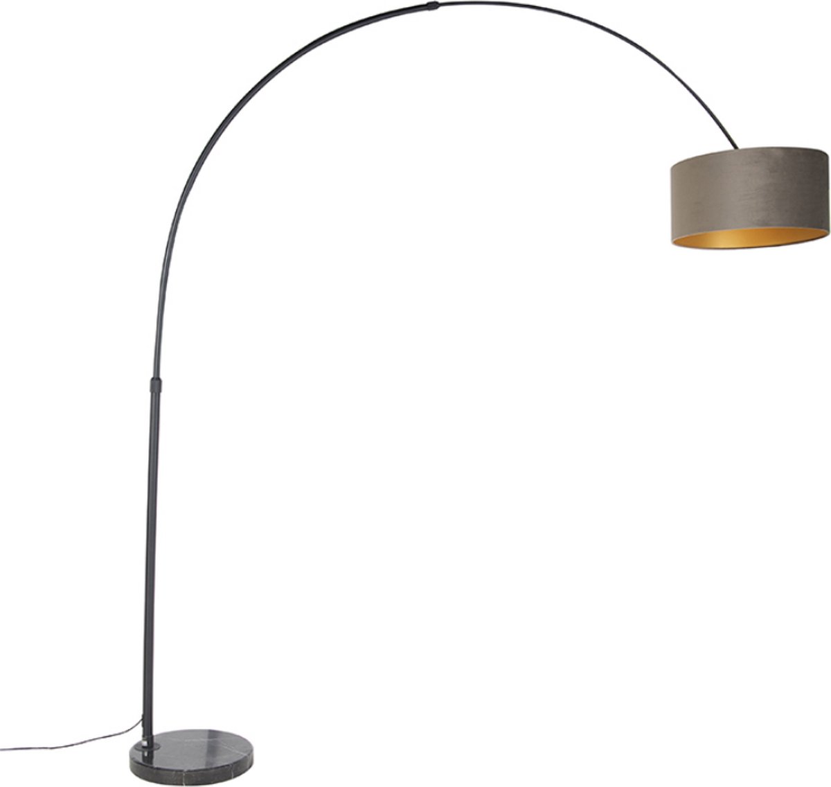 Bol.com QAZQA xxl - Moderne Booglamp | Vloerlamp | Staande Lamp met kap - 1 lichts - H 2250 mm - Zwart Goud - Woonkamer | Slaapk... aanbieding