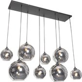 QAZQA sandra - Art Deco Grote hanglamp voor boven de eettafel | in eetkamer - 8 lichts - L 1400 mm - Zwart - Woonkamer | Slaapkamer | Keuken