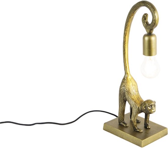 QAZQA animal-tl - Landelijke Tafellamp - 1 lichts - H 410 mm - Goud/messing - Woonkamer | Slaapkamer | Keuken