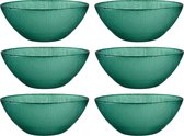 Vivalto Kommetjes/serveer schaaltjes/soepkommen - 6x - Murano - glas - D15 x H6 cm - groen - Stapelbaar