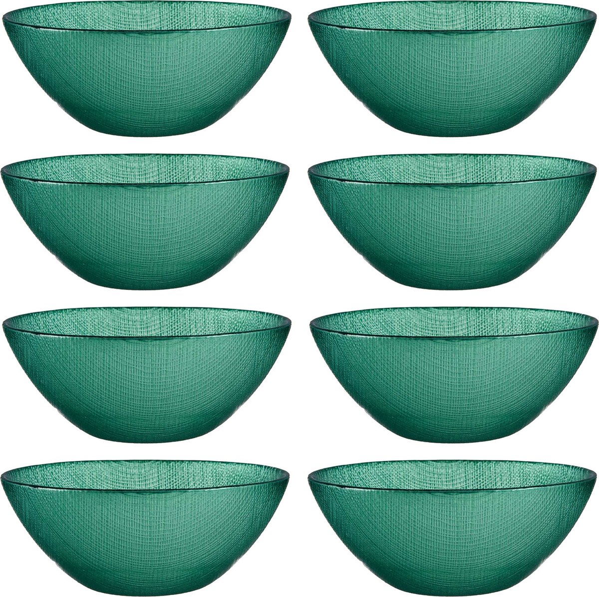 Vivalto Kommetjes/serveer schaaltjes/soepkommen - 8x - Murano - glas - D15 x H6 cm - groen - Stapelbaar