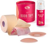 BoobTape No.1 - Complete Set: BEIGE Boob Tape + Boob Tape Remover + herbruikbare silicone Nipple Covers