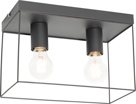 QAZQA kodi - Moderne Plafondlamp - 2 lichts - L 30 - Zwart - Woonkamer | Slaapkamer | Keuken