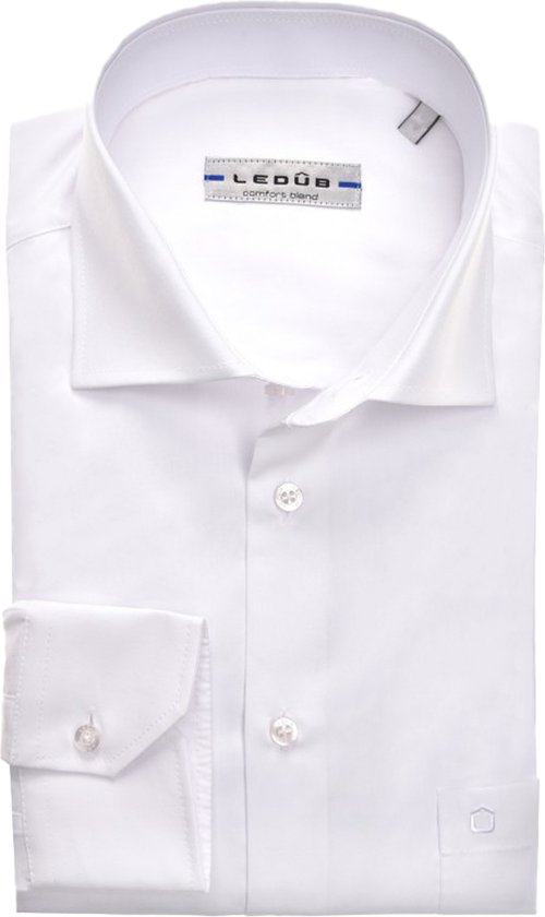 Ledub modern fit overhemd - mouwlengte 72 cm - wit - Strijkvriendelijk - Boordmaat: 42