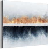 Wanddecoratie Metaal - Aluminium Schilderij Industrieel - Goud - Abstract - Design - 120x90 cm - Dibond - Foto op aluminium - Industriële muurdecoratie - Voor de woonkamer/slaapkamer