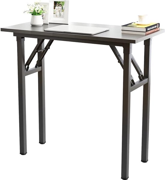 Bureau, klaptafel, 80 x 40 cm, compacte computertafel, kantoormeubilair, pc-tafel, werktafel, inklapbaar voor thuis, kantoor, picknick, tuin, zwart,