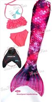 Zeemeermin staart los| Mermaid staart met bikiniset | Pink Stars | maat 160 | Zonder monovin geleverd | Nieuw model 2024!