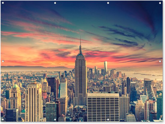 Muurdecoratie buiten New York - Manhattan - Empire State Building - 160x120 cm - Tuindoek - Buitenposter