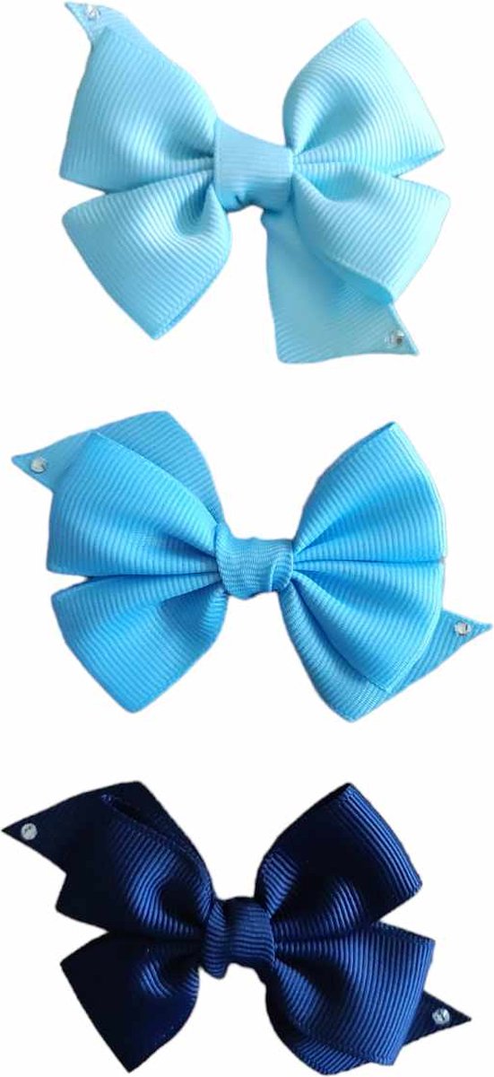 Haarspeldjes Meisje met Strik - Setje Haarspeldjes - Blauw - Haaraccessoires Kinderen
