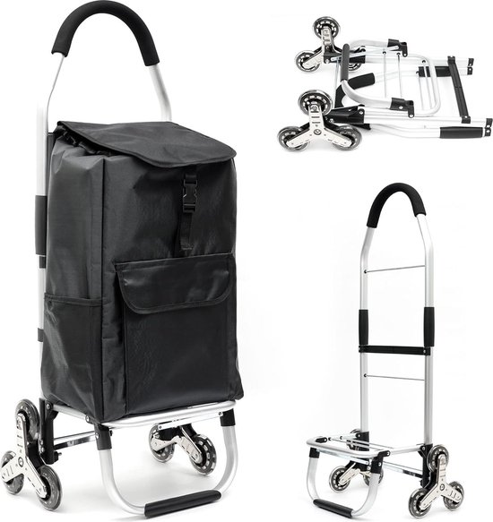 Carrinho de Compras Dobrável Trolley Sport para Mercearia com Rodas e Saco Remov