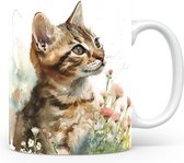 Mok met Tabby Kat Beker voor koffie of tas voor thee, cadeau voor dierenliefhebbers, moeder, vader, collega, vriend, vriendin, kantoor