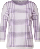 CECIL Round Neck Check Pullover Dames Trui - lila melange - Maat XXL