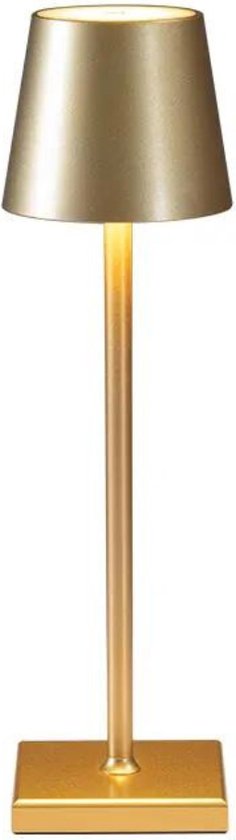 Ostin & Fred Draadloze Tafellamp - Goud - 38 cm - Dimbare Touch Lamp - Voor Binnen en Buiten - Moderne Nachtlamp - Bureaulamp - Oplaadbare Batterij