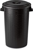 Buitenprullenbak - Afvalbak buiten - Afvalton met deksel - 100 Liter - Zwart