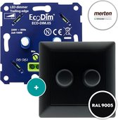 Merten duo led dimmer, ECO-DIM.05, druk/draai, kleine inbouwdiepte, 2x 100W LED, inclusief zwart afdekmateriaal passend in Merten series