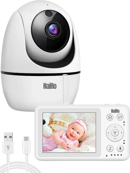 Nioro Babyfoon - Draadloze babyfoon - Op afstand bestuurbaar - Video & Audio - Babyfoon met Camera - Baby monitor