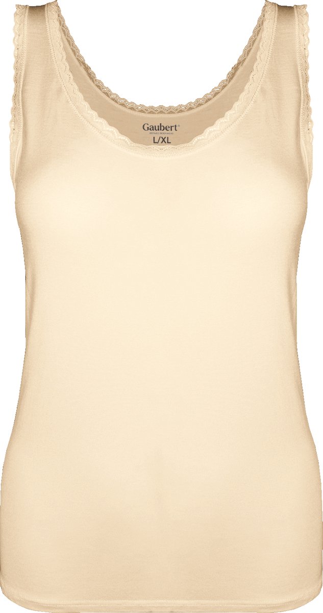 Dames Onderhemd met Kant - Bamboe Viscose - Beige - Maat 2XL/3XL | Zijdezacht, Ademend en Perfecte Pasvorm