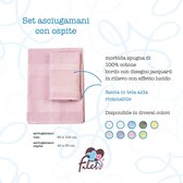 Gastenhanddoekenset met Aida-inzetstuk voor borduurwerk, van 100% katoenen badstof, zacht en absorberend, huidvriendelijk, 100% Made in Italy, effen, roze
