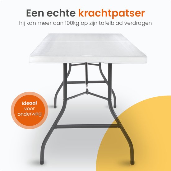 Goliving Inklapbare Tafel - Klaptafel - Campingtafel - Vouwtafel Buiten - Weerbestendig - 180 x 70 x 74 cm - Wit van Merkloos — afbeelding 5