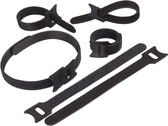 H&S Nylon Reusable Cable Ties for Cord Management - 50pcs - Adjustable Nylon Hook and Loop Straps - Strong Black Wire Organizer