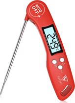 Digitale Braadthermometer,Keukenthermometer Vleesthermometer Grillthermometer,Thermometer met 3s Directe Uitlezing,Opvouwbare Lange Sonde en LCD-scherm,voor Keuken,Grill,BBQ-Rood