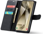 Samsung Galaxy S24 Bookcase hoesje - CaseMe - Effen Zwart - Leer