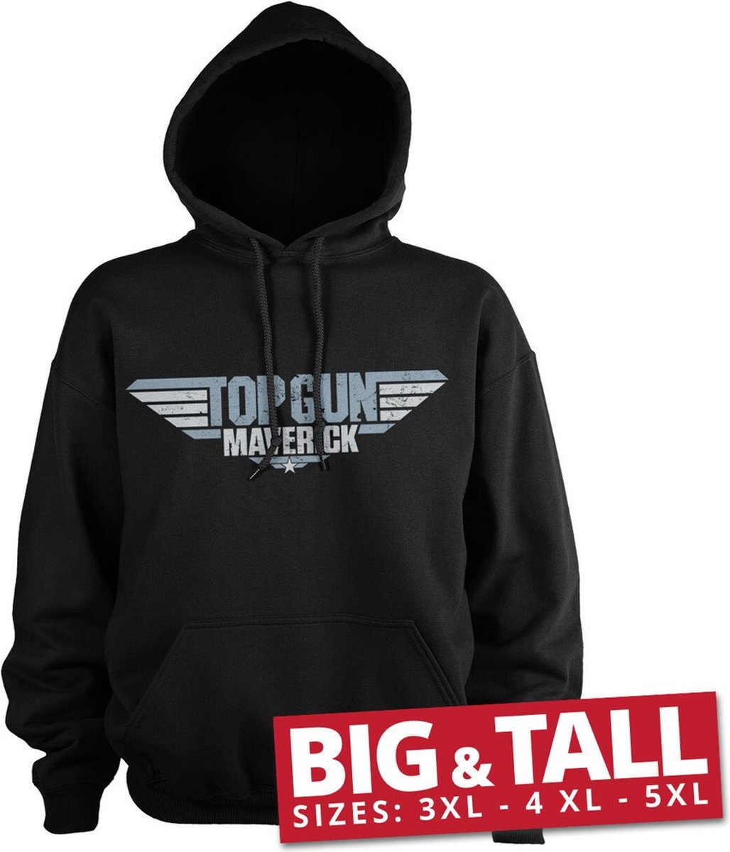 Top Gun Maverick Distressed Logo Big & Tall Hoodie Black-3XL