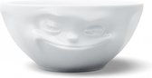 Kom wit porselein 350 ML met grijnzend gezicht uit de Tassen serie collectie - geschickt voor soep of yoghurt 14 x 7.5 cm - in geschenkverpakking