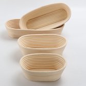 Ovale broodmand, 4 stuks (21 | 25 | 30 | 35 cm) van natuurlijk rotan met linnen hoes