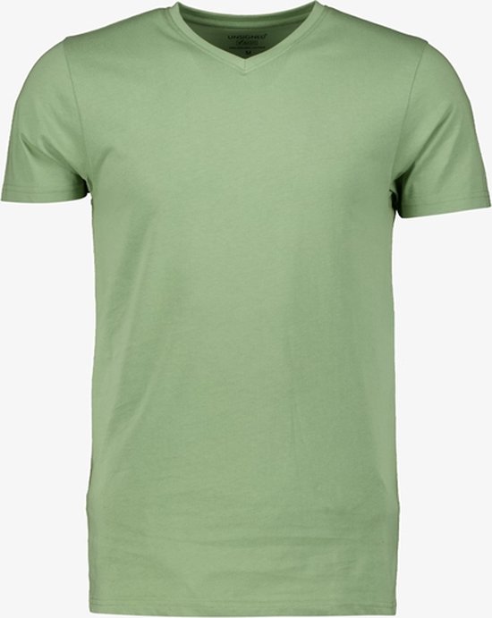 Unsigned heren T-shirt groen V-hals - Maat S