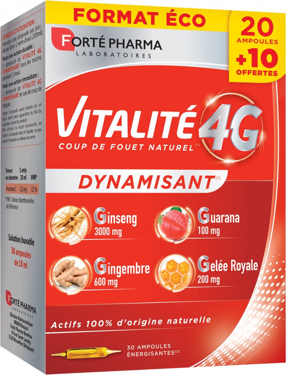 Goedkoopste Forté Pharma Vitality 4G 30 Ampullen