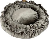 Lovely & Easy - hondenmandje Lilly - Taupe - luxe hondenmand - ruche mand - hondenkussen - katten kussen - katten mandje - velvet mand- hondenbed - donut mandje