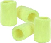 Pols zweetbandjes neon geel - voor volwassenen - 4x stuks