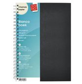 SOHO A4 Dik Collegeblok – Blanco – Houtvrij chamois papier – Dubbel spiraal - Harde kaft - 196 pagina’s – A4 formaat - Zwart