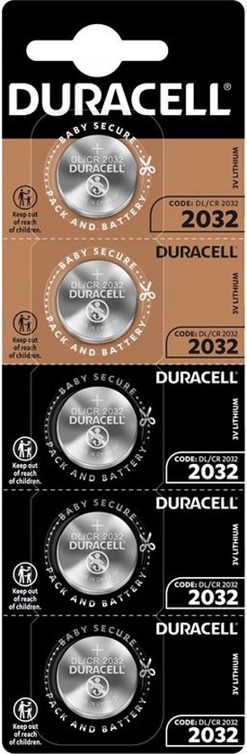 Duracell Specialty 2032 Lithium-knoopcelbatterij 3V, (DL2032/CR2032), is geschikt voor gebruik in sleutelhangers, weegschalen, draagbare en medische apparaten, verpakking van 20 stuks - Duracell