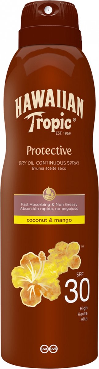 Goedkoopste Hawaiian Tropic Protective Coconut & Mango Dry Oil Spray - SPF30 - 180ml - 1 stuk