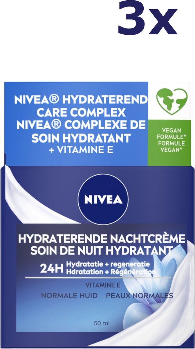 Goedkoopste 3x Nivea Essentials Hydraterende Nachtcrème - Normale tot gemengde huid 50ML