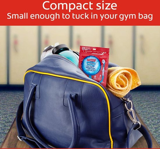 Colgate Max Fresh Wisp Mini brosses à dents de voyage jetables, menthe poivrée, 24 pièces