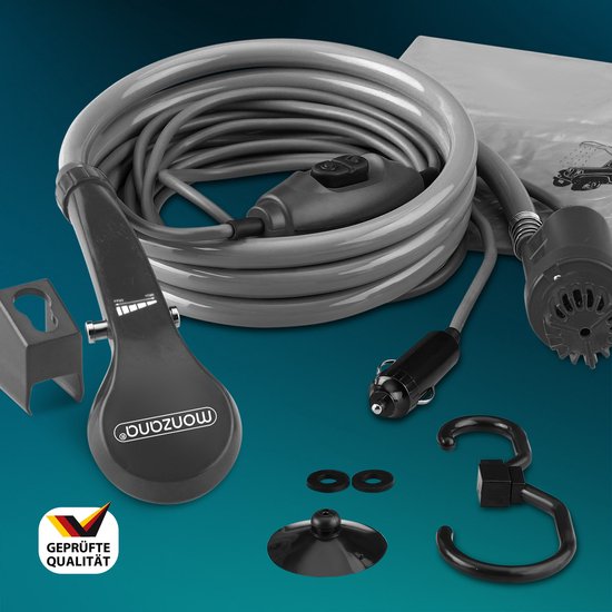 MONZANA Campingdouche - 12V Auto Aansluiting - 2m Slang 5m Stroomkabel van Monzana — afbeelding 2