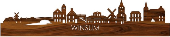 Skyline Winsum Palissander hout - 80 cm - Woondecoratie - Wanddecoratie - Meer steden beschikbaar - Woonkamer idee - City Art - Steden kunst - Cadeau voor hem - Cadeau voor haar - Jubileum - Trouwerij - WoodWideCities