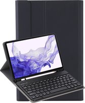 Hoes Geschikt voor Samsung Galaxy Tab S9 FE Plus Hoes Toetsenbord Hoes Case Book Cover Hoesje - Hoesje Geschikt voor Samsung Tab S9 FE Plus Keyboard Hoes - Zwart