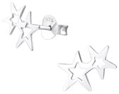 Joy|S - Zilveren ster oorbellen - 2 sterren oorknoppen